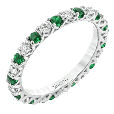 18K White Gold Emerald Stackable Ring