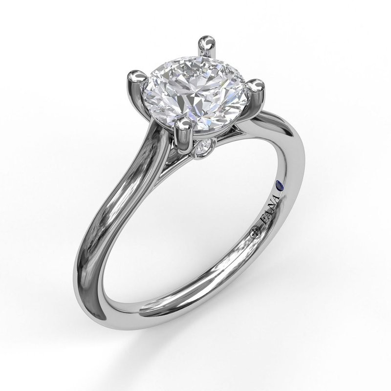 14K White Gold Diamond Solitaire Engagement Ring