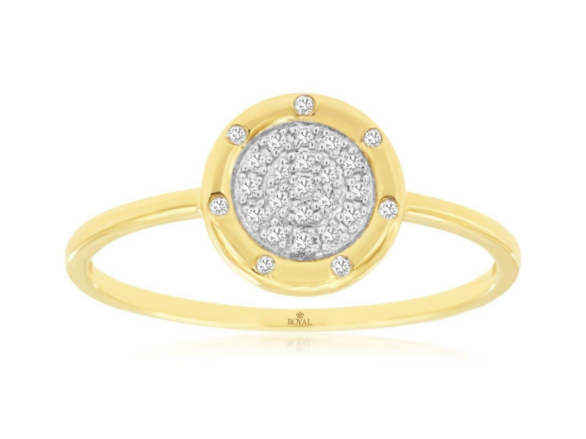 14K Yellow Gold Diamond Cluster Ring