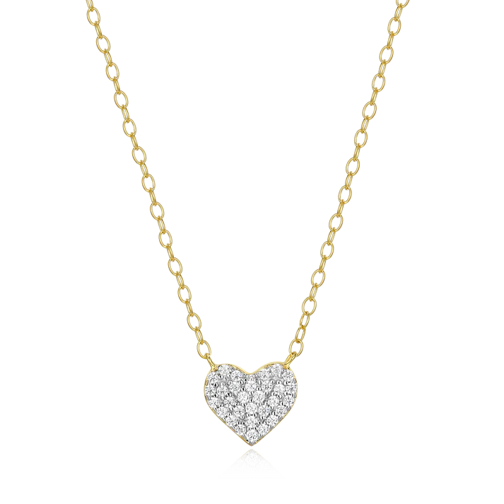 Sterling Silver Yellow Gold Plated Lab Grown Diamond Heart Pendant