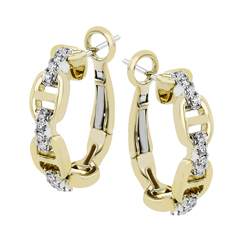 18K Two Tone Diamond Hoop Earrings