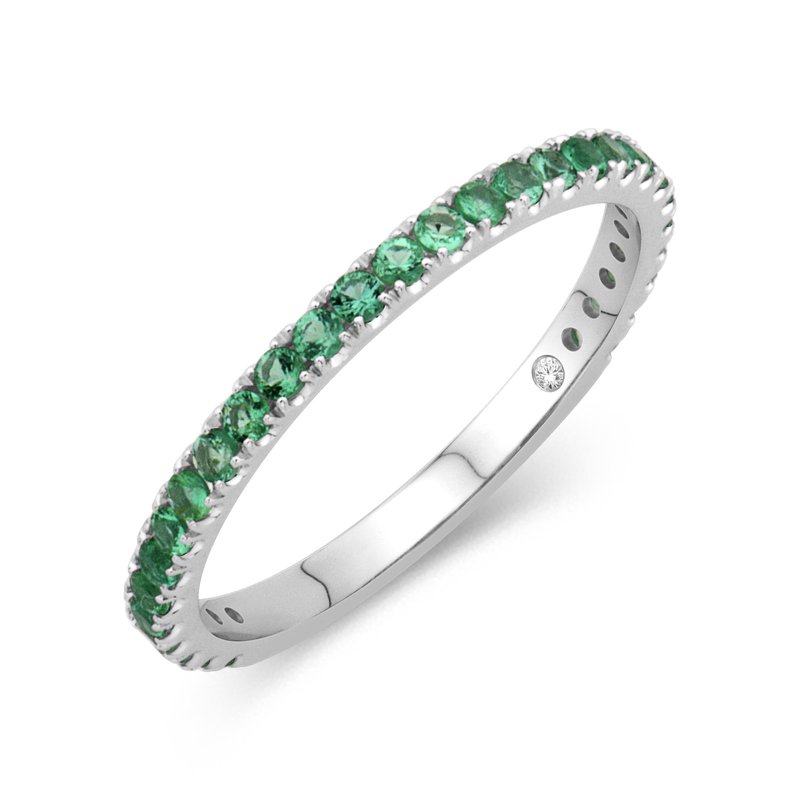 14K White Gold Emerald Stackable Ring