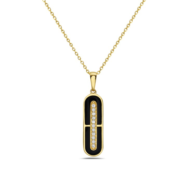 14K Yellow Gold Onyx Drop Pendant