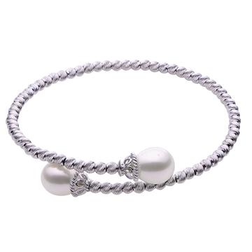 Sterling Silver Pearl Bangle Bracelet