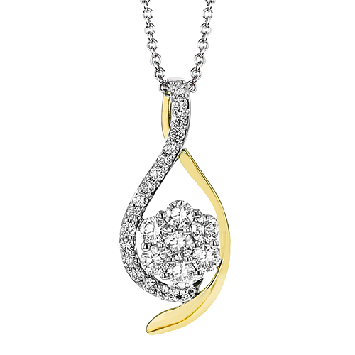 14K Two Tone Diamond Drop Pendant
