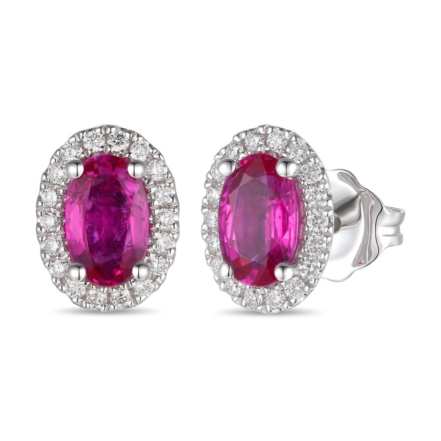 14K White Gold Ruby Stud Earrings