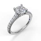 14K White Gold Diamond Accented Engagement Ring