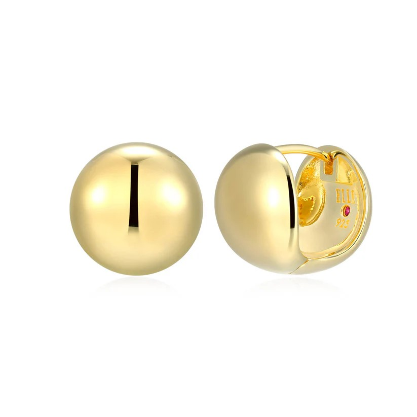Sterling Silver Yellow Gold Plated Hoop Earrings
