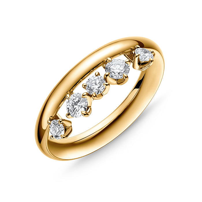 18K Yellow Gold Diamond Contemporary Ring