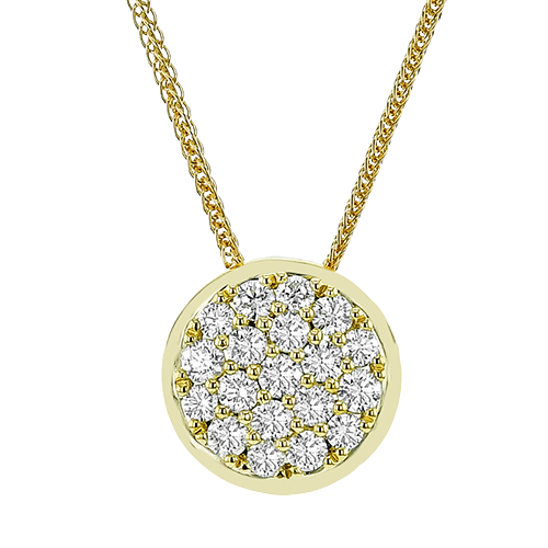 18K Yellow Gold Diamond Cluster Pendant