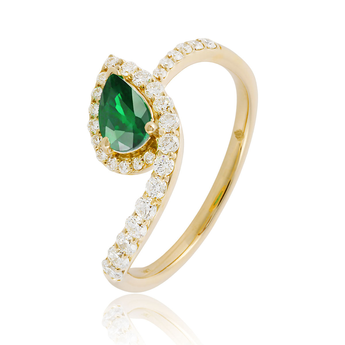 14K Yellow Gold Emerald Contemporary Ring