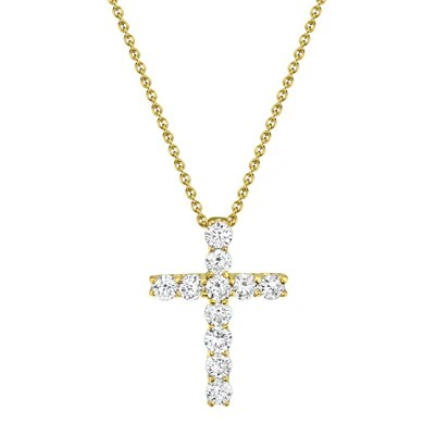 14K Yellow Gold Diamond Cross Pendant