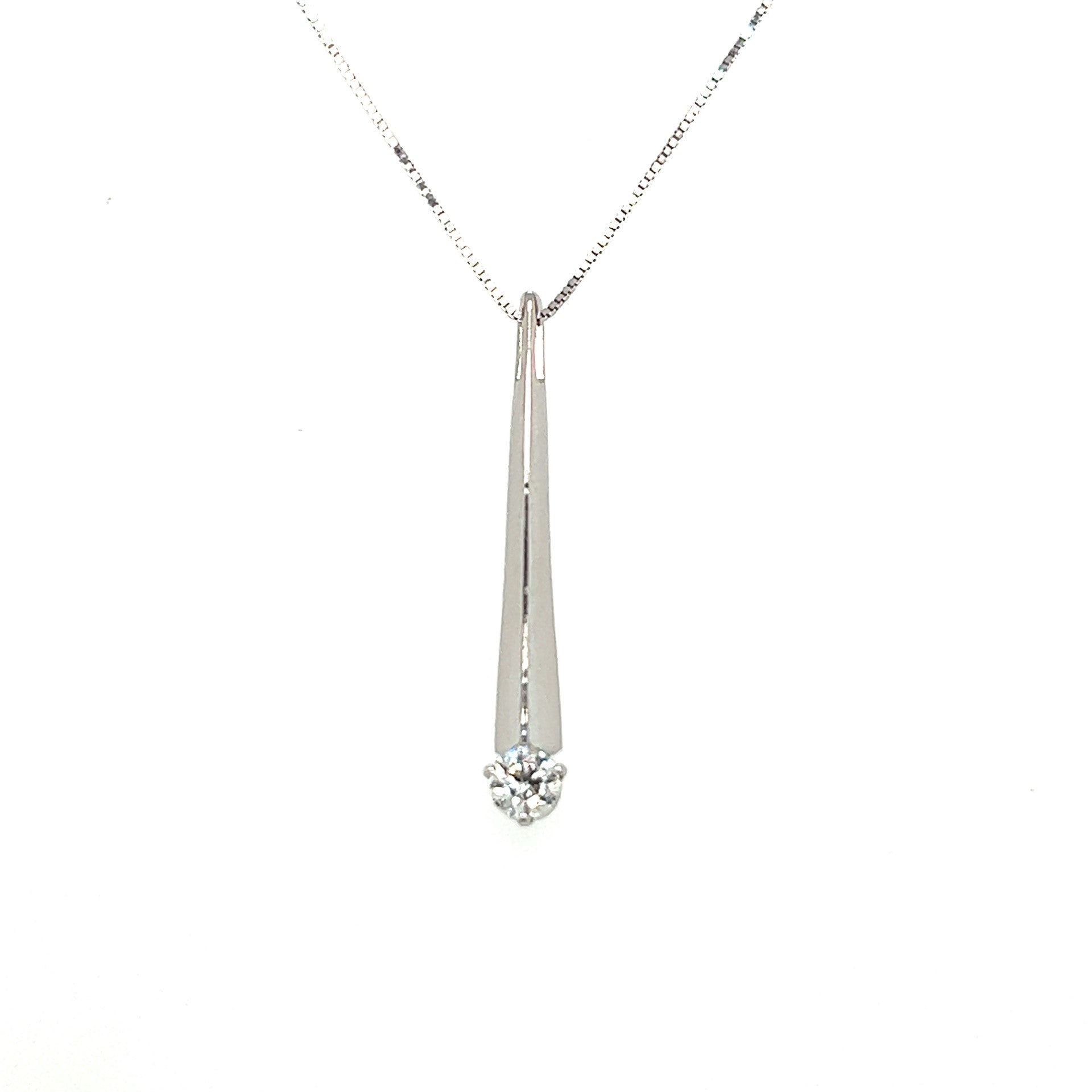 14 Karat White Gold Diamond Drop Pendant