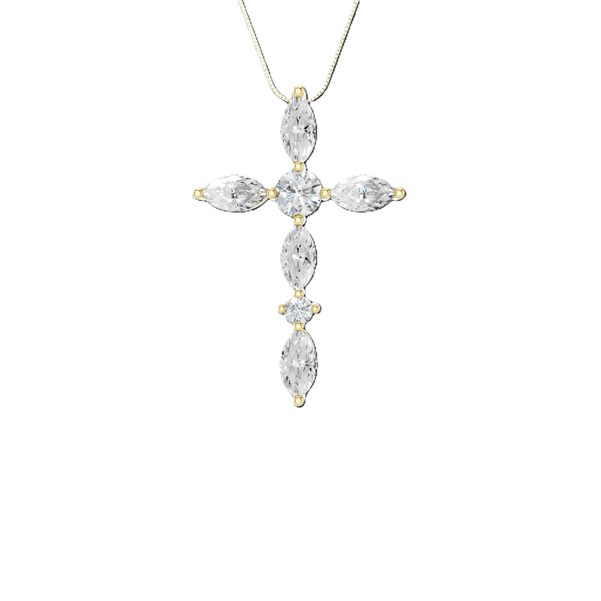 14K Yellow Gold Lab Grown Diamond Cross Pendant