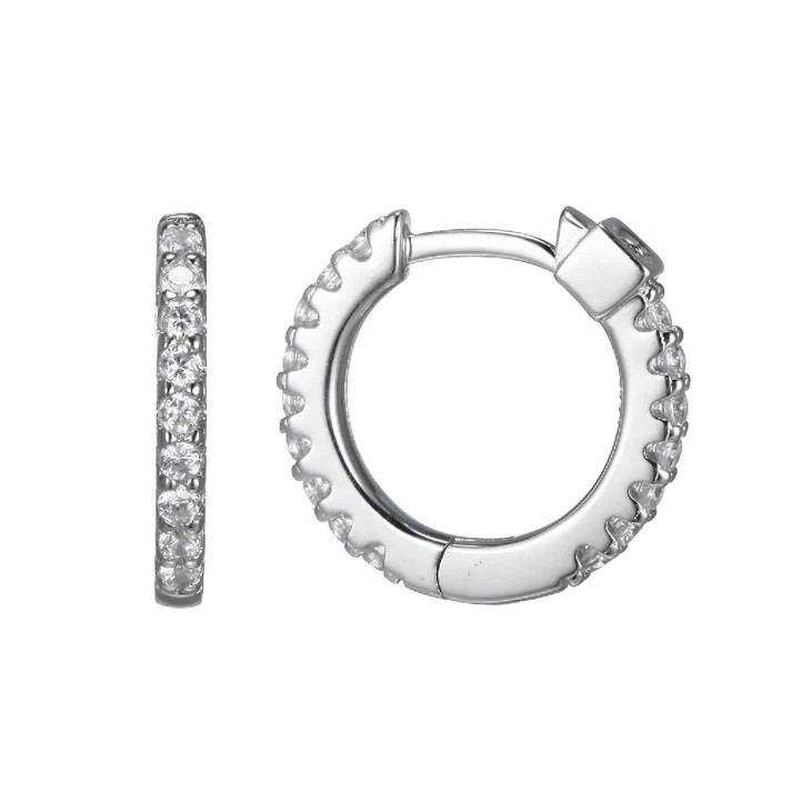 Sterling Silver CZ Huggie Earrings
