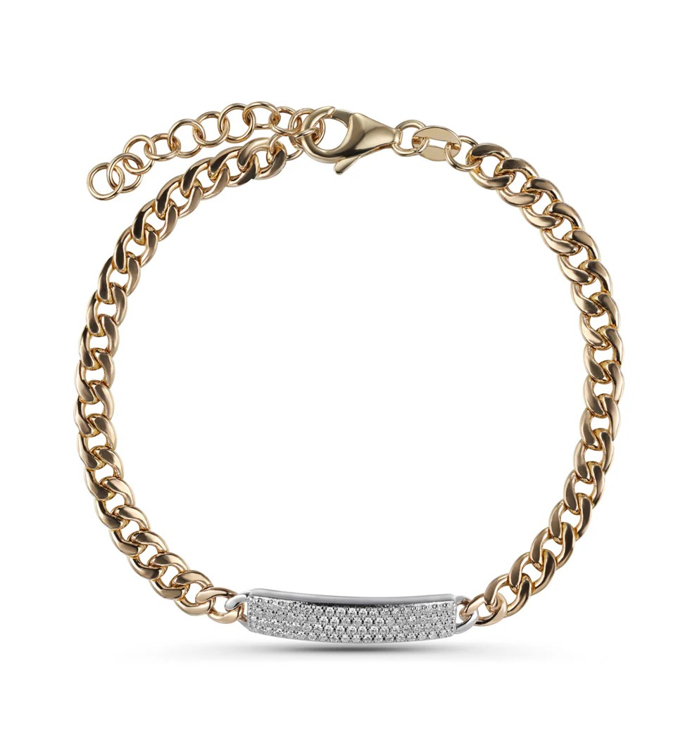 Ladies 14K Two Tone Diamond Curb Link Bracelet