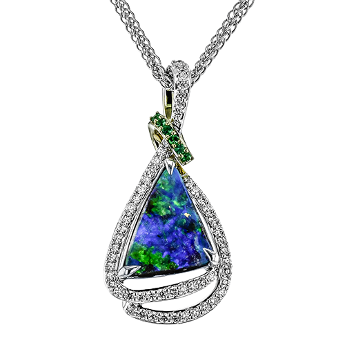 18K Two Tone Opal Free Form Pendant