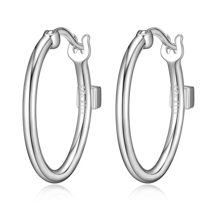 Sterling Silver Rhodium Plated Hoop Earrings