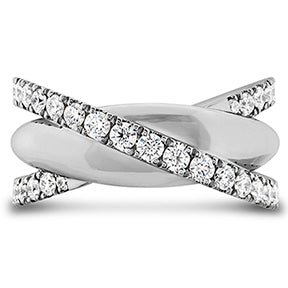 18K White Gold Diamond X Ring