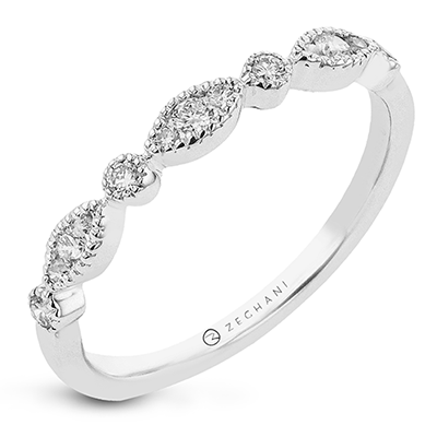 14K White Gold Diamond Stackable Ring