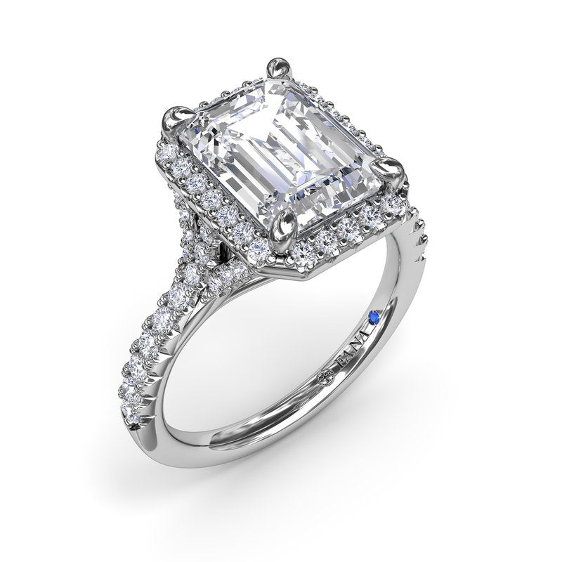 14K White Gold Diamond Halo Engagement Ring