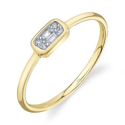 14K Yellow Gold Diamond Bezel Set Ring