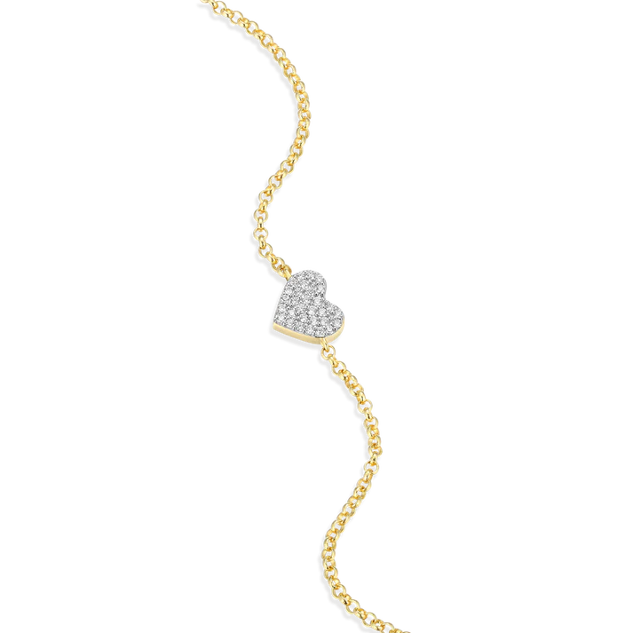 Sterling Silver Yellow Gold Plated Lab Grown Diamond Heart Bracelet