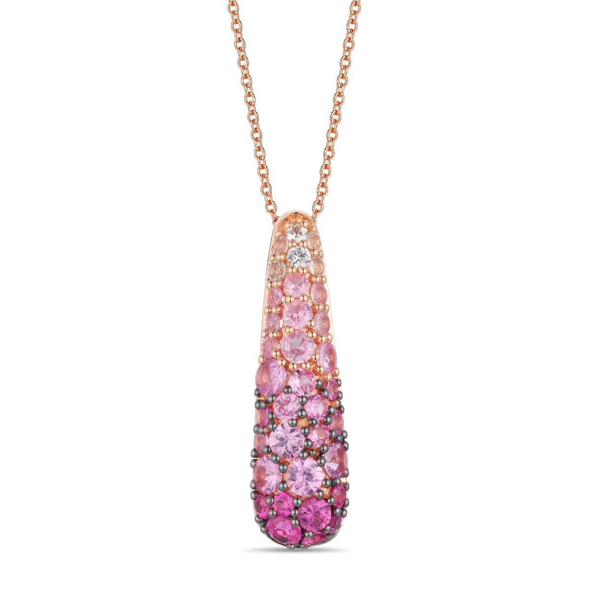 14K Rose Gold Sapphire Drop Pendant