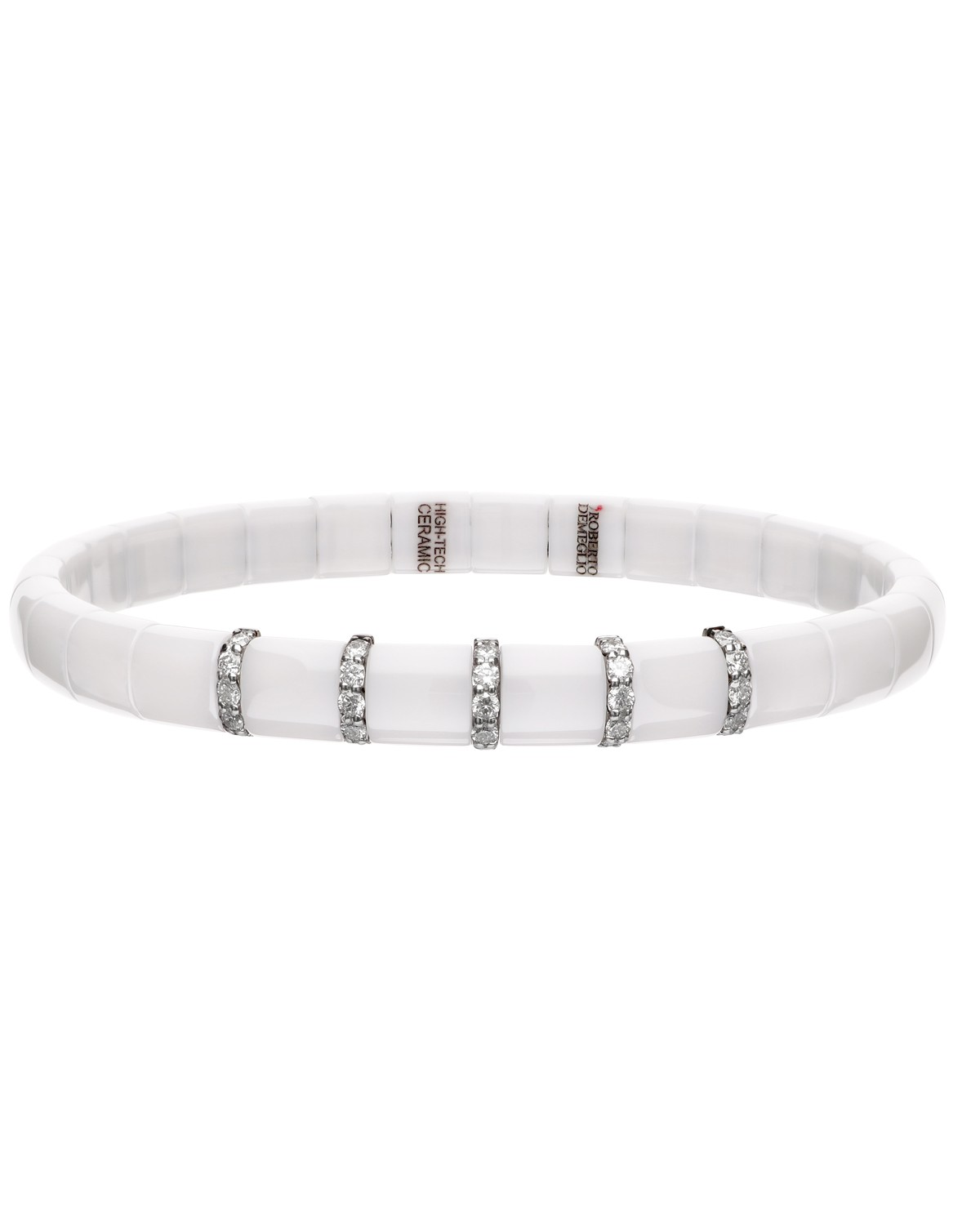 Women's White Ceramic Diamond Stretch Bracelet