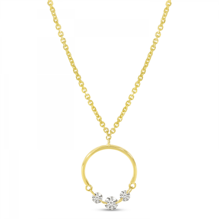 14 Karat Yellow Gold Diamond Circle Pendant