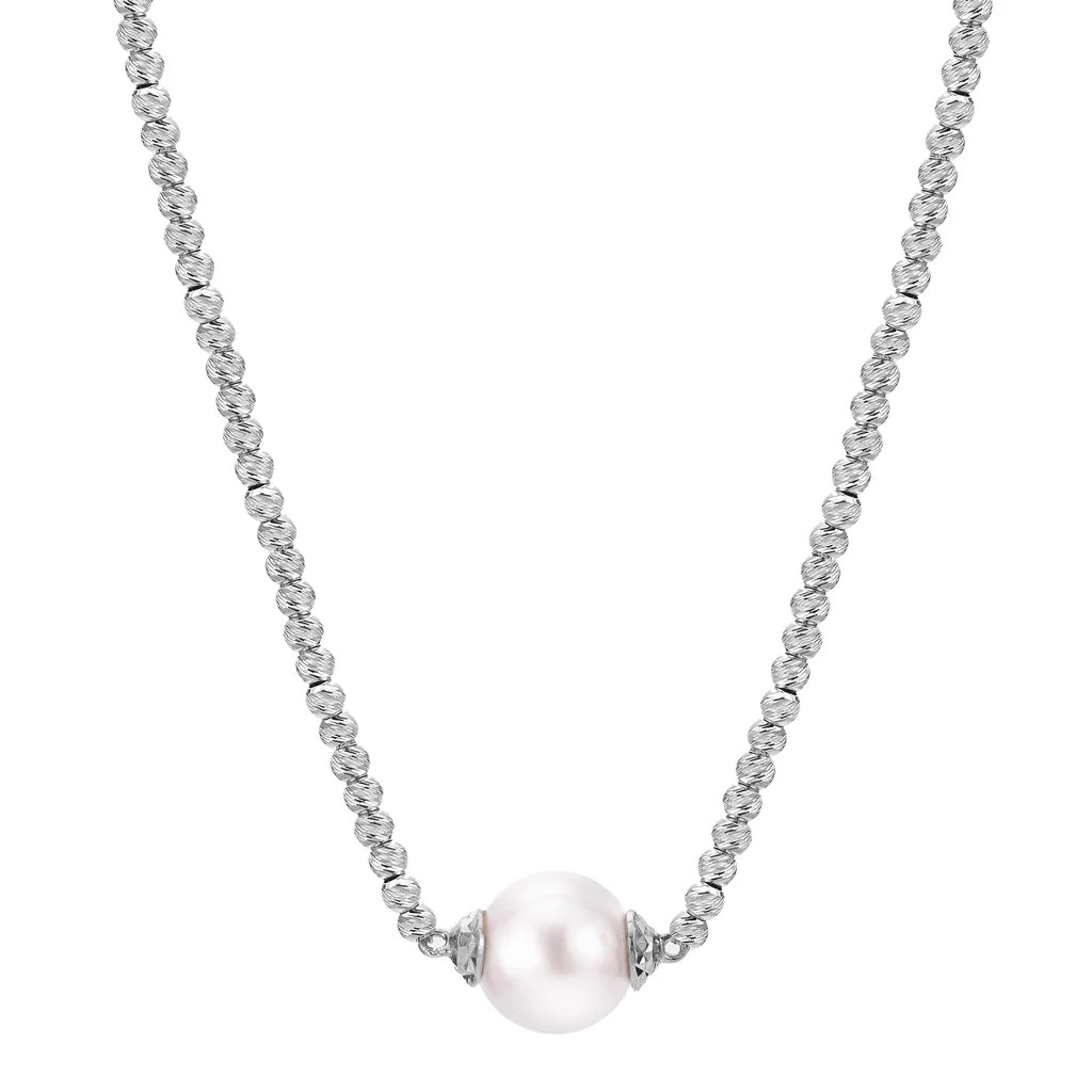 Sterling Silver Solitaire Pearl Necklace