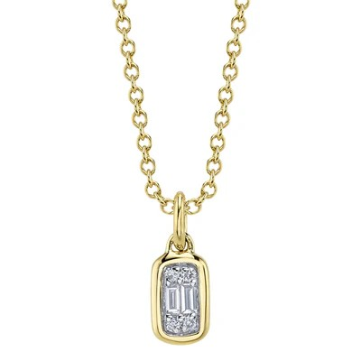 14K Yellow Gold Diamond Cluster Pendant