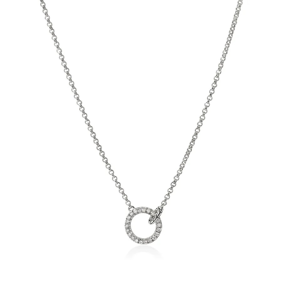 Sterling Silver Diamond Interlinking Circle Necklace