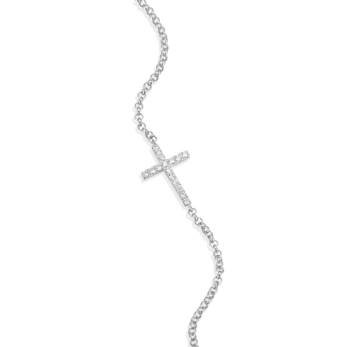 Sterling Silver Lab Grown Diamond Cross Bracelet
