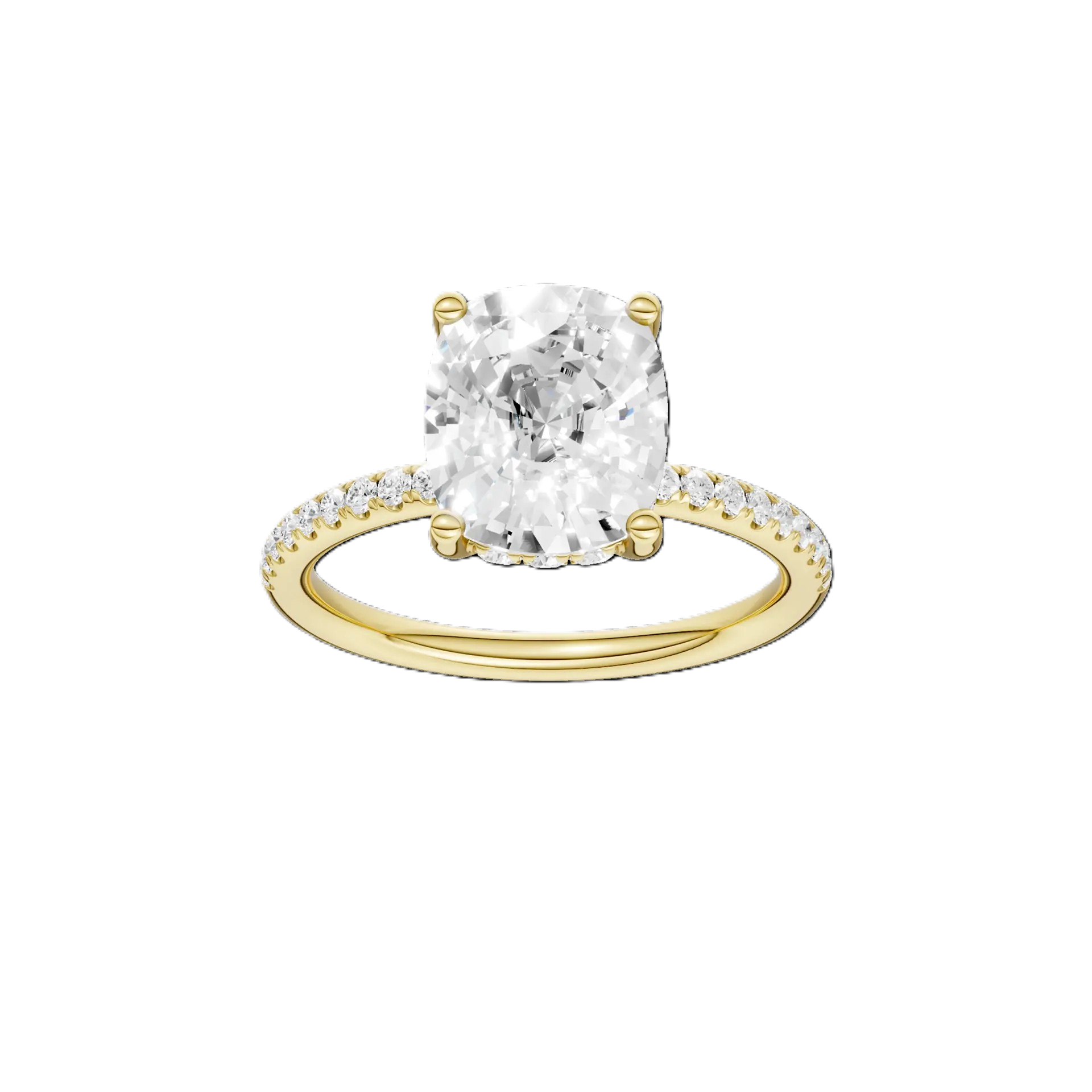 14K Yellow Gold Lab Grown Diamond Hidden Halo Engagement Ring