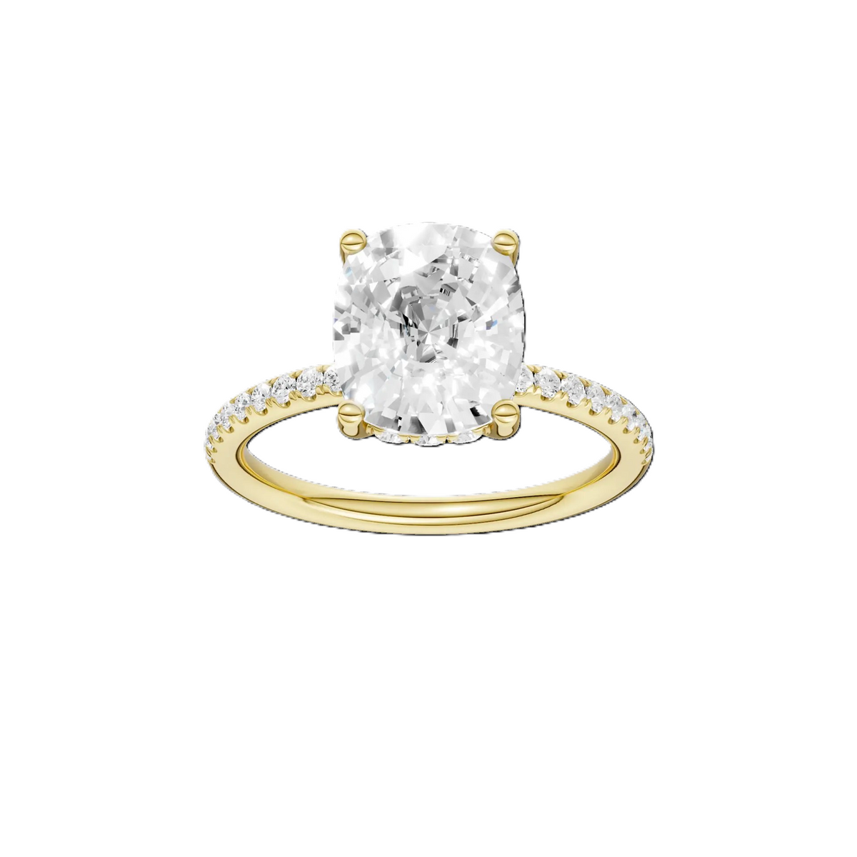 14K Yellow Gold Lab Grown Diamond Hidden Halo Engagement Ring