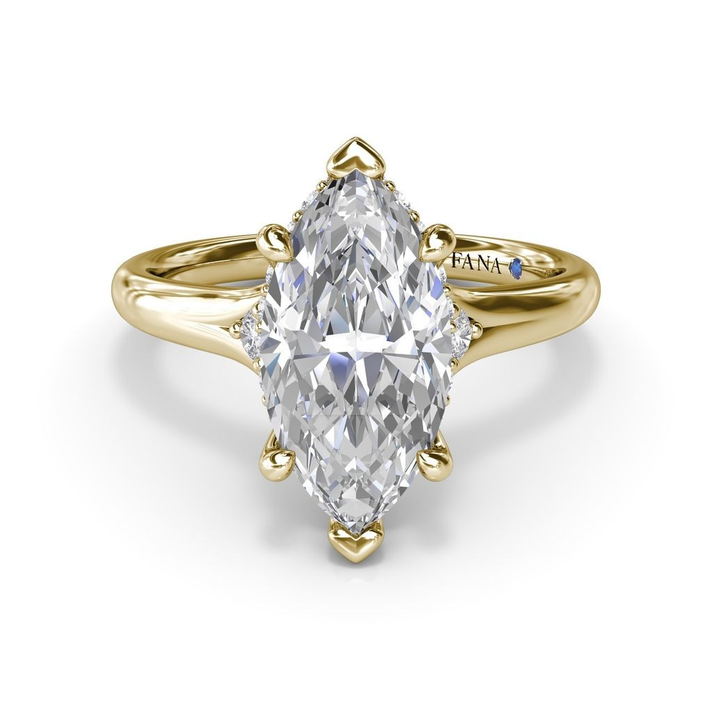 14K Yellow Gold Diamond Hidden Halo Engagement Ring