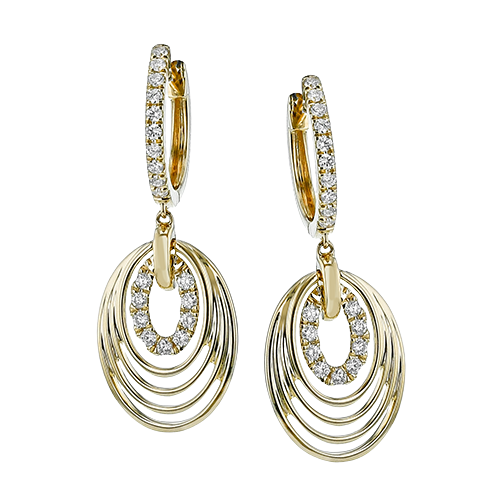 14K Yellow Gold Diamond Drop Earrings