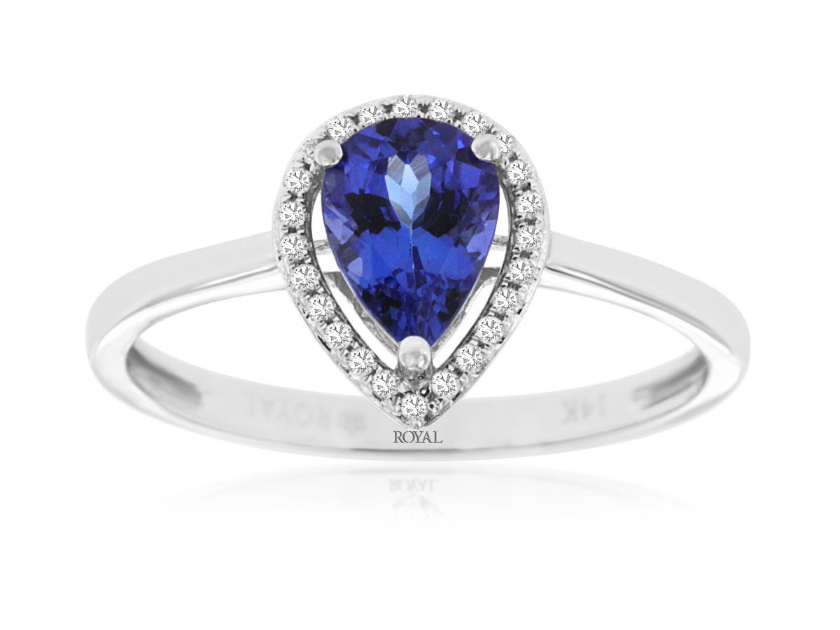 14K White Gold Tanzanite Halo Ring