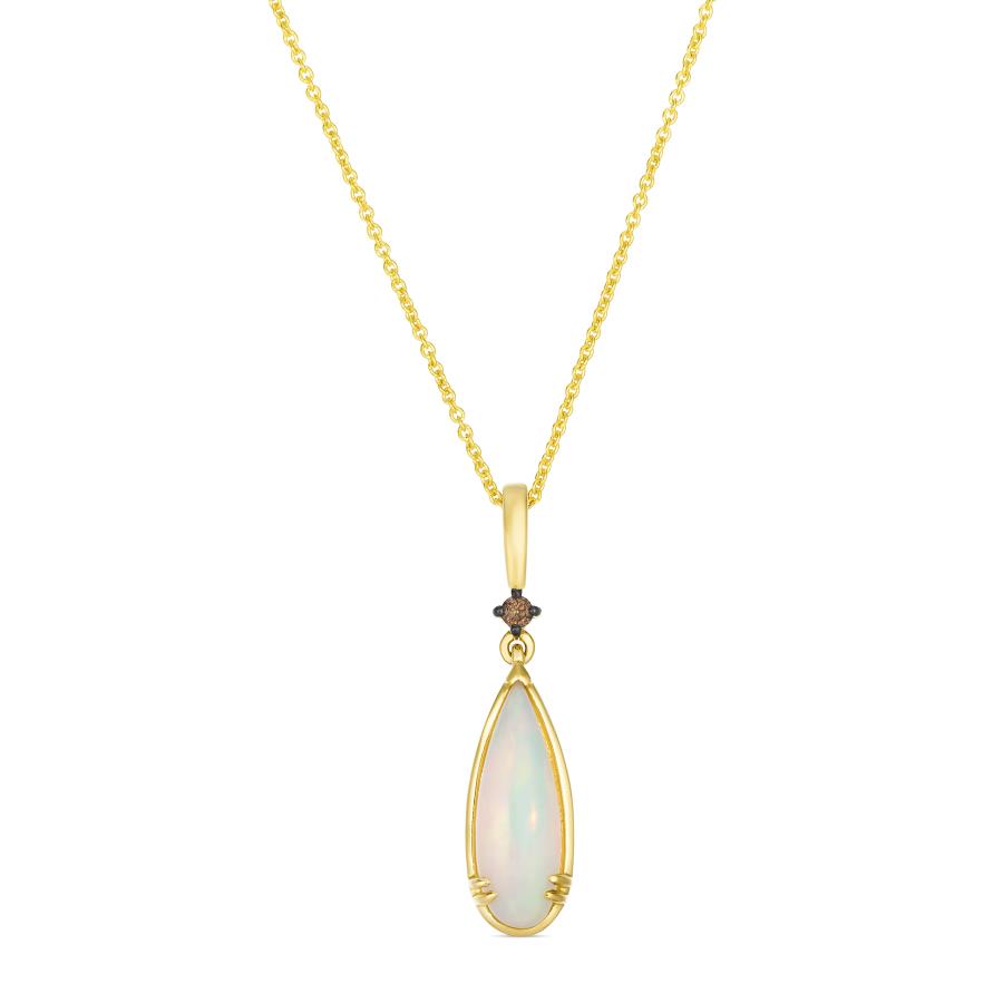 14K Yellow Gold Opal Drop Pendant
