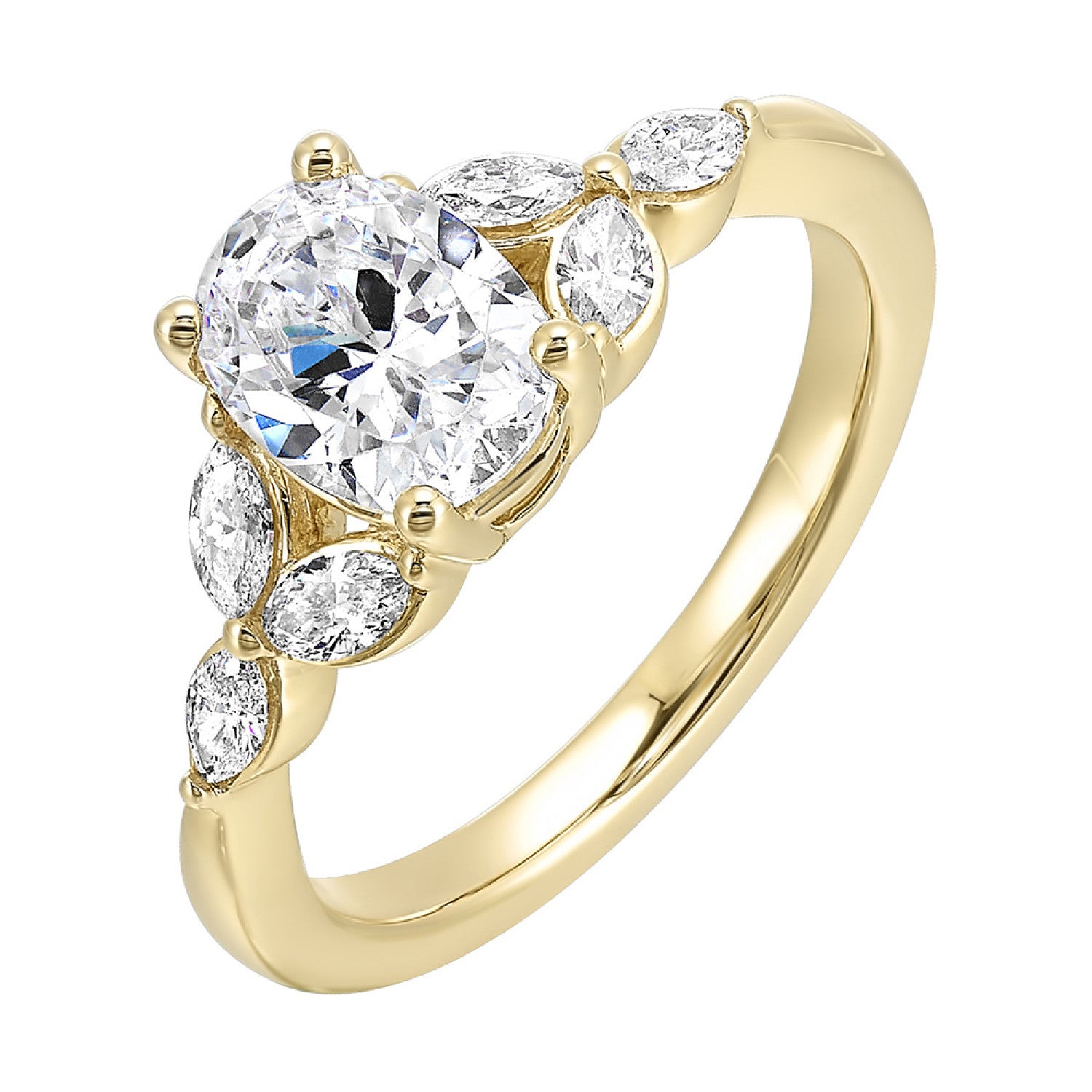 14K Yellow Gold Diamond Accented Engagement Ring
