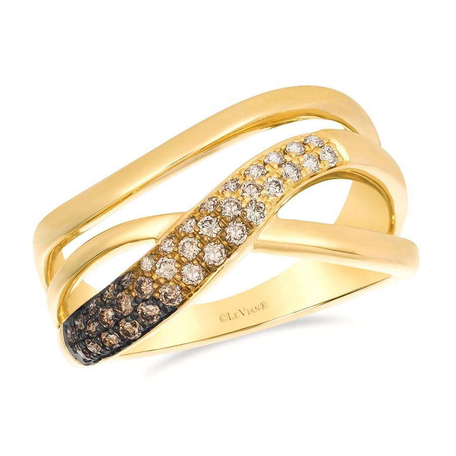 14K Yellow Gold Diamond Contemporary Ring