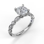 14K White Gold Diamond Accented Engagement Ring