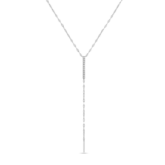14K White Gold Diamond Lariat Necklace