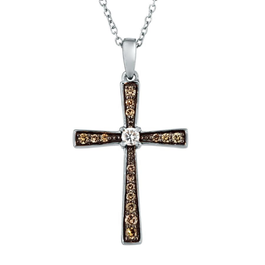 14K White Gold Diamond Cross Pendant