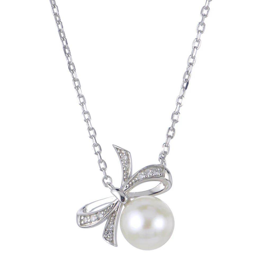 Sterling Silver Pearl Bow Pendant
