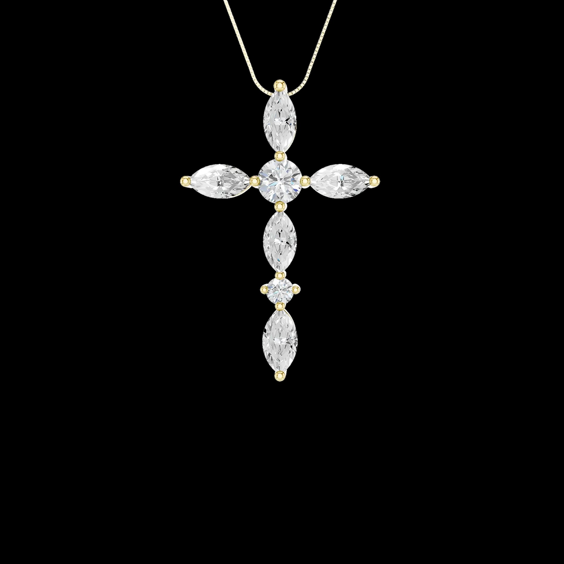14K Yellow Gold Lab Grown Diamond Cross Pendant