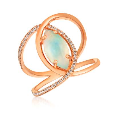 14K Rose Gold Opal Contemporary Ring