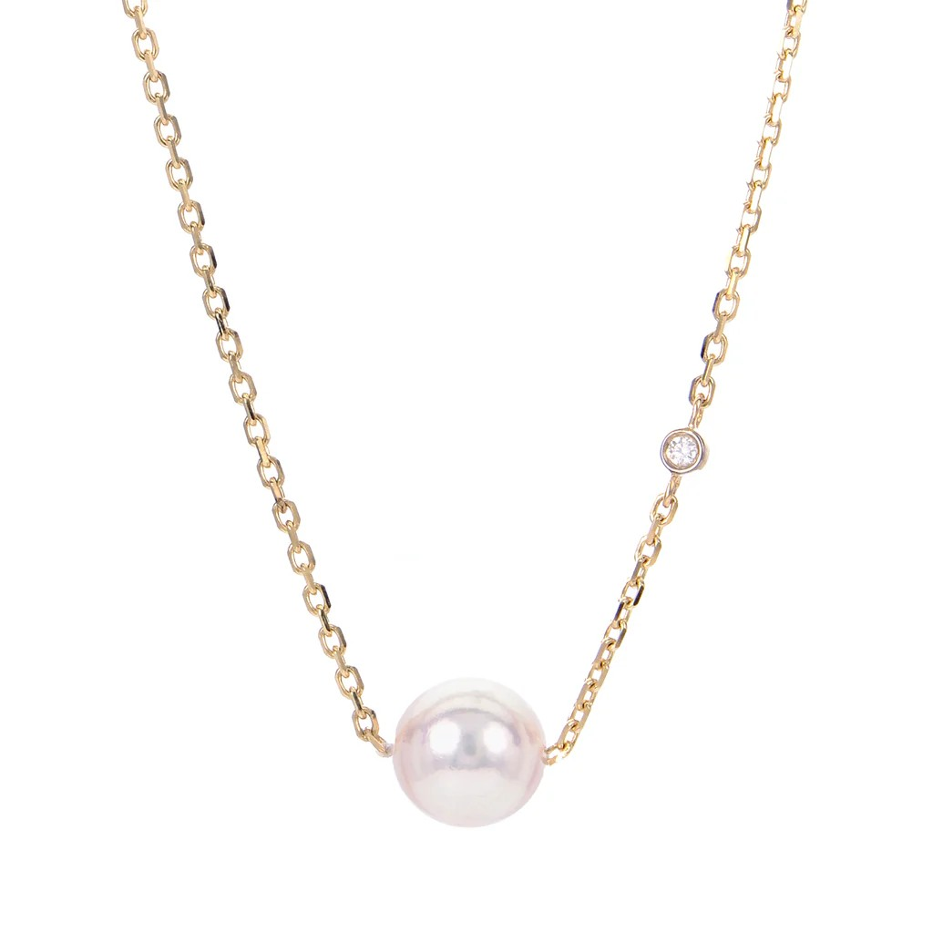 14K Yellow Gold Pearl Solitaire Pendant