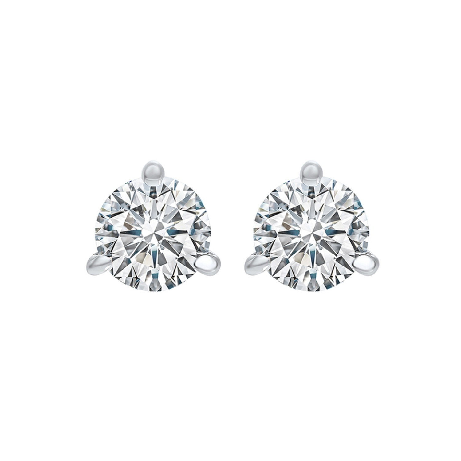 14K White Gold Diamond Stud Earrings
